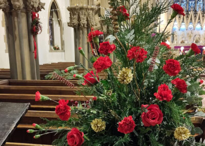 Image of a flower arrangment in church
